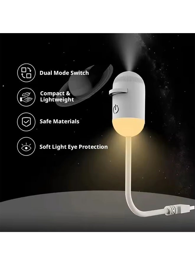 مصباح ليلي يعمل بمنفذ USB لعرض سماء مرصعة بالنجوم، مزود بـ 7 أفلام عرض قابلة للاستبدال، سطوع قابل للتعديل، ذراع مرن، يعمل بمنفذ USB، مناسب لغرف النوم والسيارات والديكورات الداخلية. - Image 4