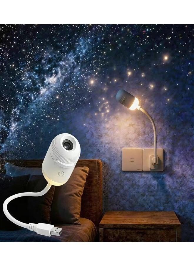 مصباح ليلي يعمل بمنفذ USB لعرض سماء مرصعة بالنجوم، مزود بـ 7 أفلام عرض قابلة للاستبدال، سطوع قابل للتعديل، ذراع مرن، يعمل بمنفذ USB، مناسب لغرف النوم والسيارات والديكورات الداخلية. - Image 2