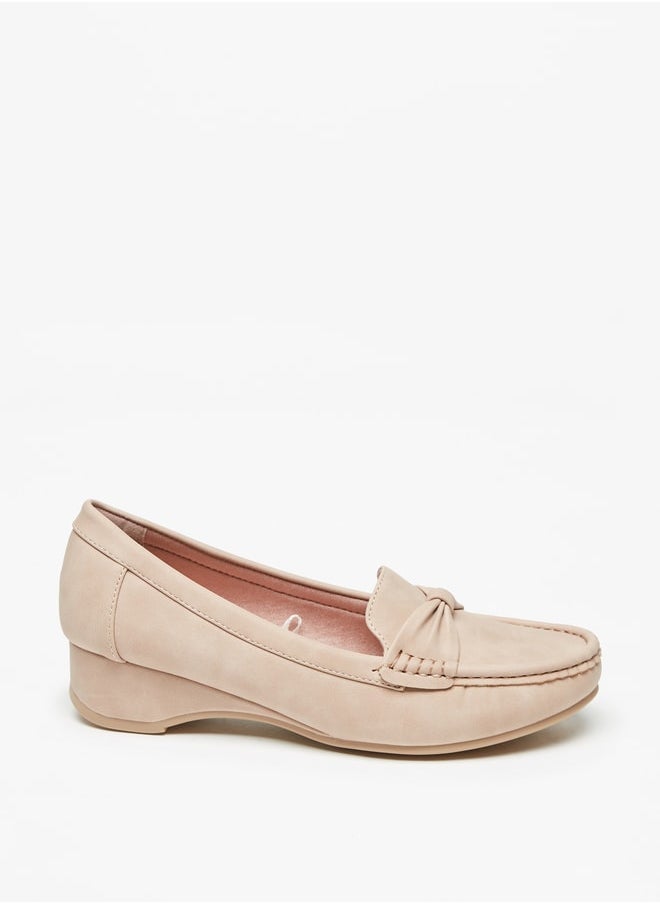 Flora Bella By Shoexpress - Women's Bow Accent Slip-On Loafers With Wedge Heels - Image 1