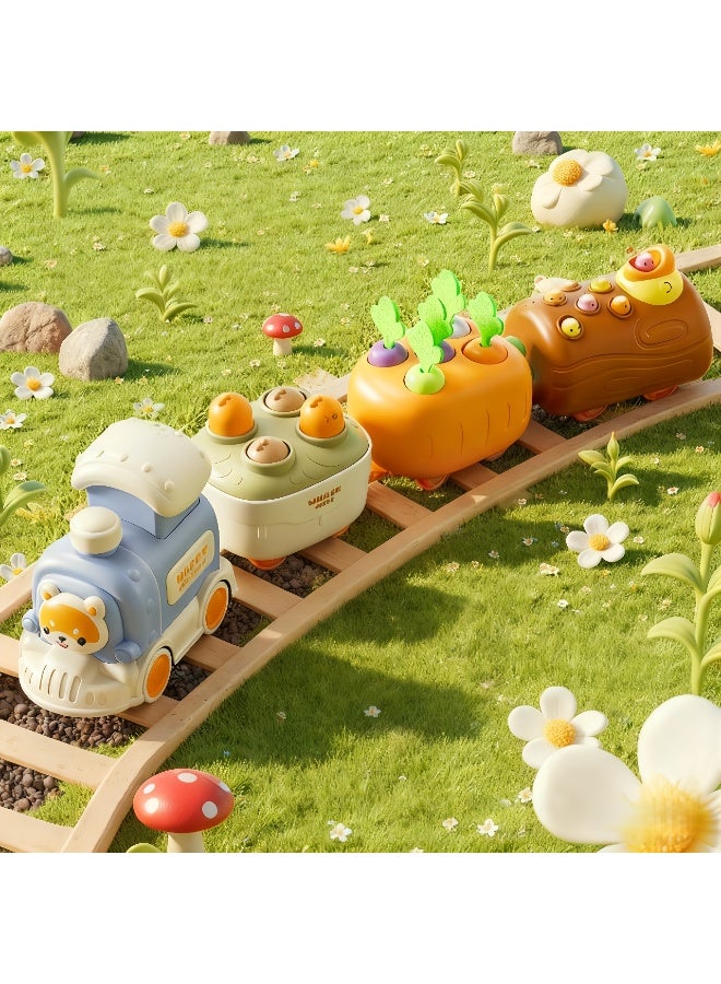LBMT Multi Functional Car Set Toys with Press and Go for toddlers 3-5,Kids Push Car with Whack-a-Mole Game, Woodpecker Worm Game, Carrot Harvest Game, Separable Small Train Set Toy for Toddler Travel Toys, Baby Learning & Education Train Toys for Boy Girl Birthday Gift - Image 1