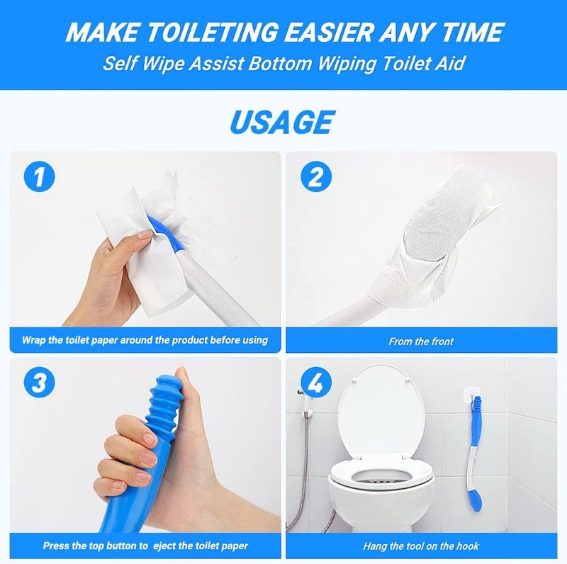 Victop Toilet Aids Tools Folder Long Reach Comfort Wipe Victop Bottom Wiper Toilet Aids Buddy Toilet Tissue Aids for Motion Assistance Extends Reach Over 15.7" Grips Toilet Paper or Pre-Moistened Wipes (B) - Image 4