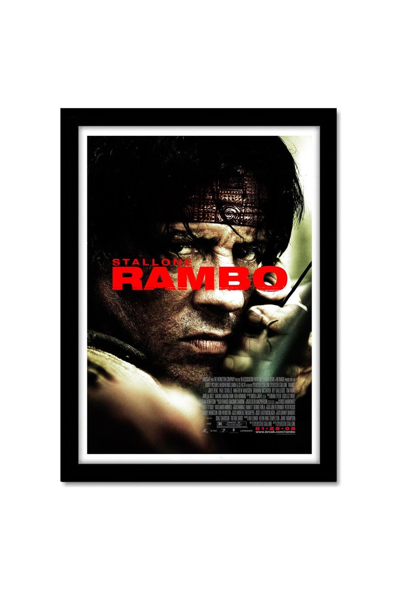 GRAY WALL Rambo Movie Framed Poster - Image 1