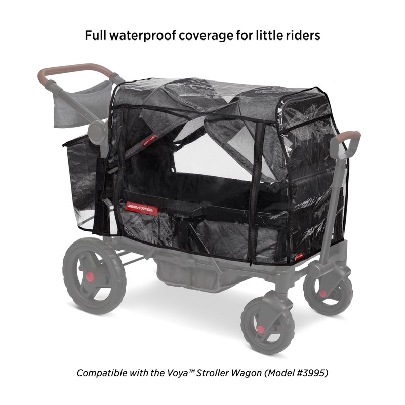 Radio Flyer Rain Cover for Baby Stroller Wagon, Baby Travel Gear Bag, Wagon Stroller Summer Essentials, Newborn Essentials, Radio Flyer Rain Cover with Bag for Voya Stroller Wagons - Image 2