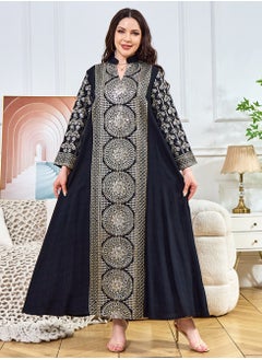 Loquat Womens Loose Fit Muslim AbayaEmbroider Sparkling Sequin Decoration Evening Dress Arabian Maxi Robe Black  - Image 1