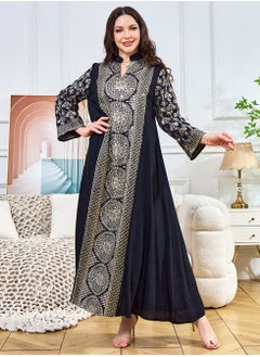 Loquat Womens Loose Fit Muslim AbayaEmbroider Sparkling Sequin Decoration Evening Dress Arabian Maxi Robe Black  - Image 2