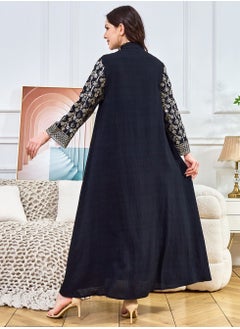 Loquat Womens Loose Fit Muslim AbayaEmbroider Sparkling Sequin Decoration Evening Dress Arabian Maxi Robe Black  - Image 3