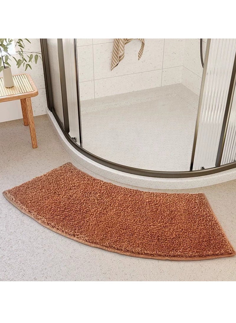 TYCOM Bath Mat Super Absorbent Bathtub Mat with Non-Slip Anti Slip Bathroom Floor Mats and Quick Dry Bath Rug Thickened Soft Easier Clean Carpet 40 By 100 CM Curved Brown.