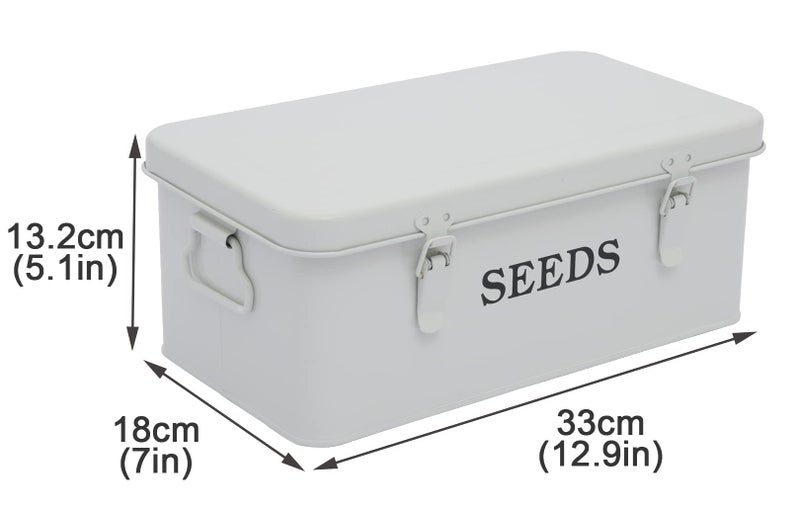 Xbopetda Seed Saving Box, Metal Seed Bin, Seed Storage Organizer, Seed Packet Container with Lid, Seed Envelope Storage Box, 4 Compartments Garden Seed Bin with Safety Locks-White - Image 3