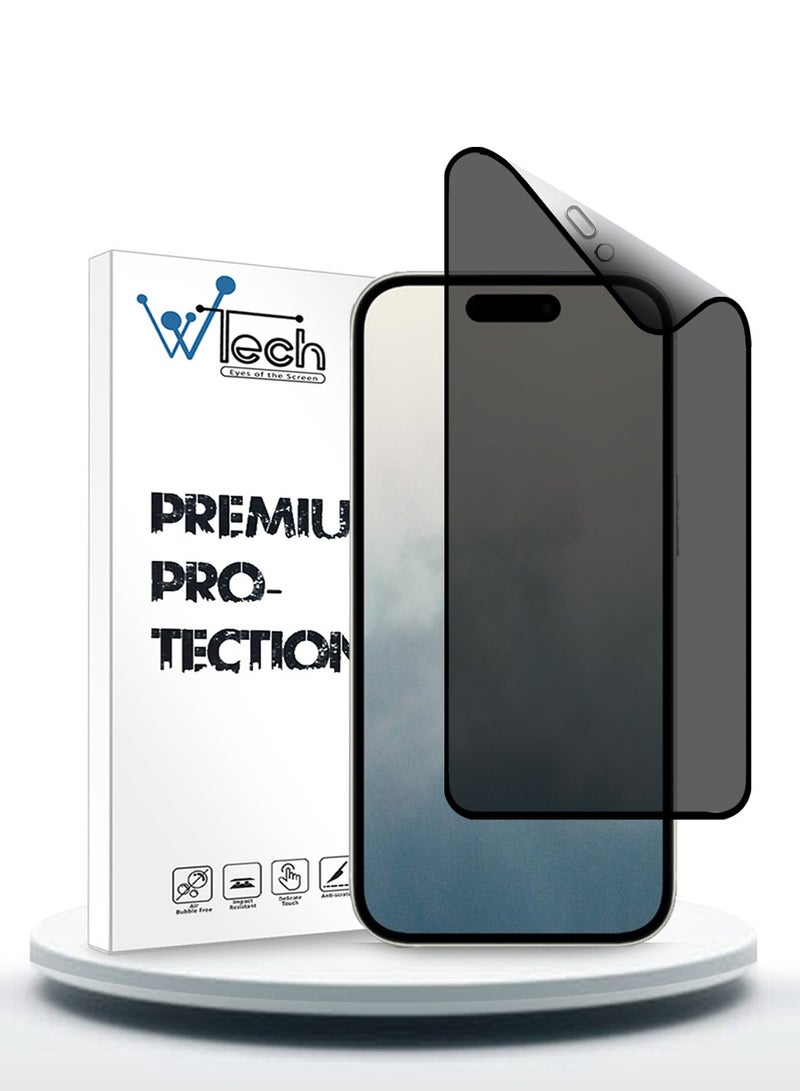 Wtech Apple iPhone 16 Plus 2024 Nano Ceramic Privacy Full Glue Full Cover Matte Flexible Screen Protector (MSCNMP) - Clear/Black - Image 1