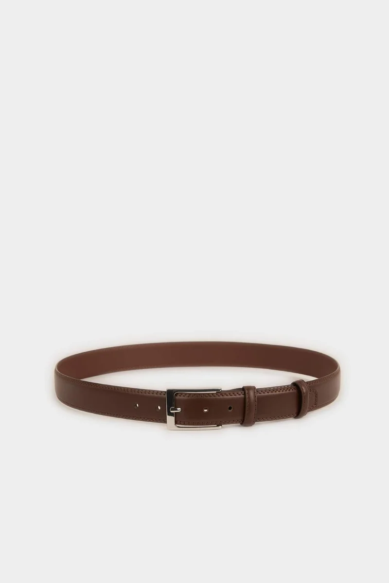 Man Rectangle Clasp Faux Leather Classic Belt