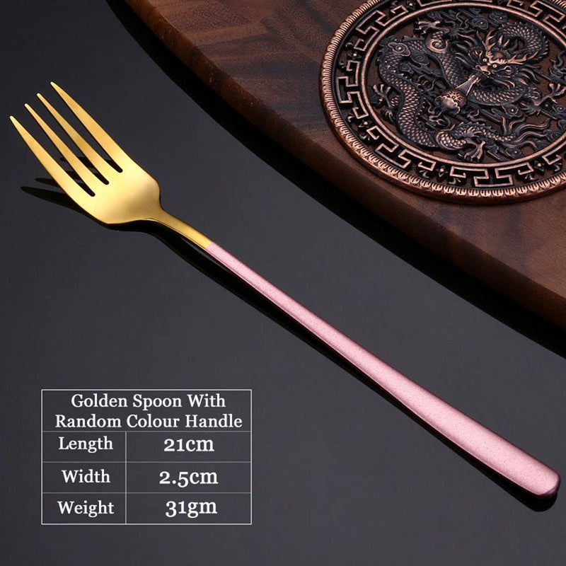 ARQIVO Gold Dinner Fork 4 Pieces 304 Stainless Steel 21cm Forks Spoon with Colorful Plating Handle Silverware MultiColor Forks Set of 4 GoldMix Pack of 4 - Image 3