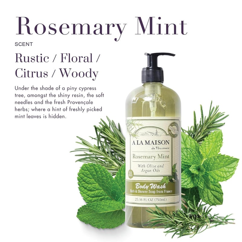A LA MAISON Rosemary Mint Body Wash 2536 Fl Oz Natural Hand Wash Made with Essential Oils Biodegradable PlantBased Vegan CrueltyFree Alcohol Paraben Free - Image 2