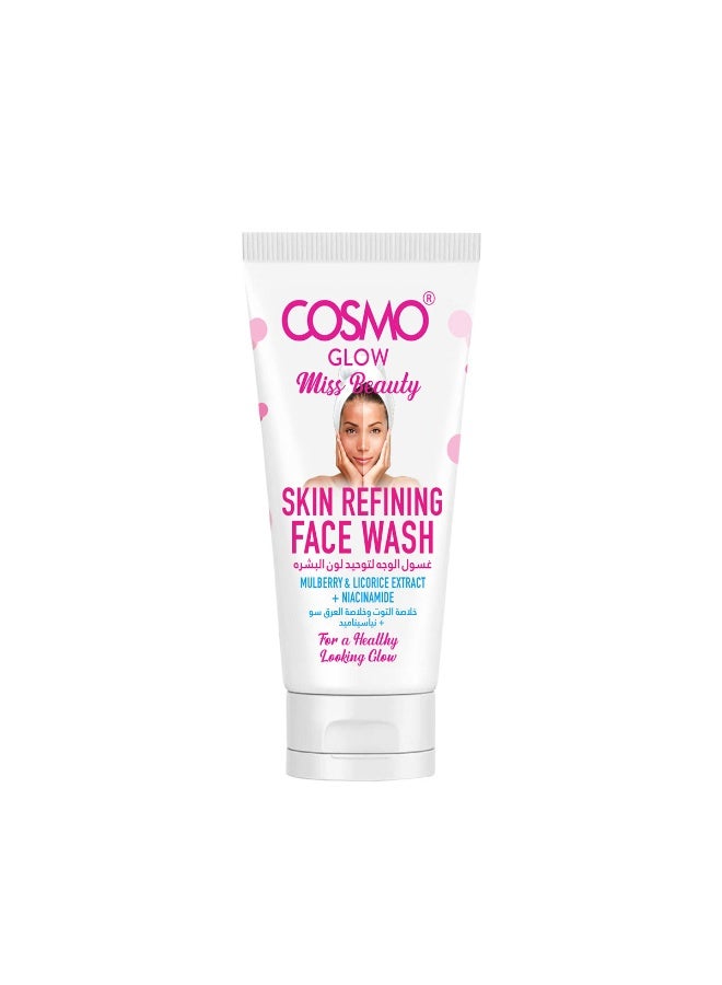 Cosmo Glow Miss Beauty Refining Face Wash 125ml, For Men And Women, Mulberry, Licorice Extract, Niacinamide, Reduce Signs Of Aging, Maintain Skin Suppleness, Skin Care, Cleansers - Image 1