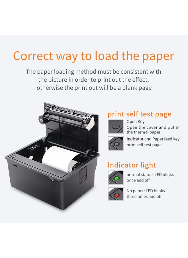 Generic 80mm Embedded Thermal Printer Module with TTL+RS232+USB Connections Supports ESC/POS Commands 72mm Printing Width 180mm/s Speed Auto Paper Cutter Compatible with Windows Linux Android Systems  - Image 2