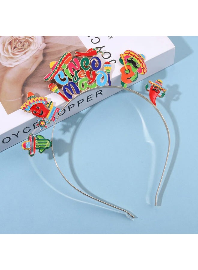 CEALXHENY أربطة رأس Cinco De Mayo للنساء، أربطة شعر مكسيكية، أربطة رأس ملونة على شكل قبعة صومبريرو، كاكتوس حار، إكسسوار شعر مكسيكي (نمط D) - Image 3