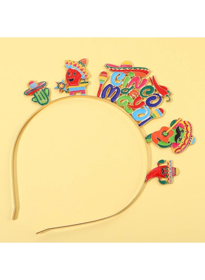 CEALXHENY أربطة رأس Cinco De Mayo للنساء، أربطة شعر مكسيكية، أربطة رأس ملونة على شكل قبعة صومبريرو، كاكتوس حار، إكسسوار شعر مكسيكي (نمط D) - Image 4