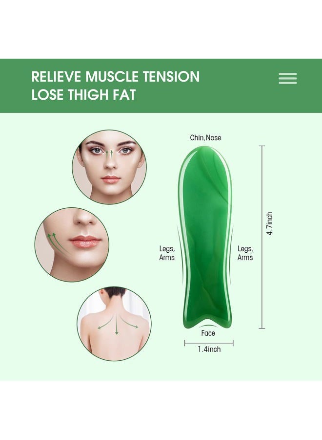 AIRLAXER Gua Sha Massage Facial Tool Set,Guasha Massager Kit for Face and Body,Scraping Massage Board 4-piece Set Physical Therapy,Gua-sha Jade Stone also be Used on the Chin ,face,Neck and Back. (green) - Image 4