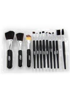 AGD 12-Piece Professional Makeup Brush Set Black/Silver  - Image 2