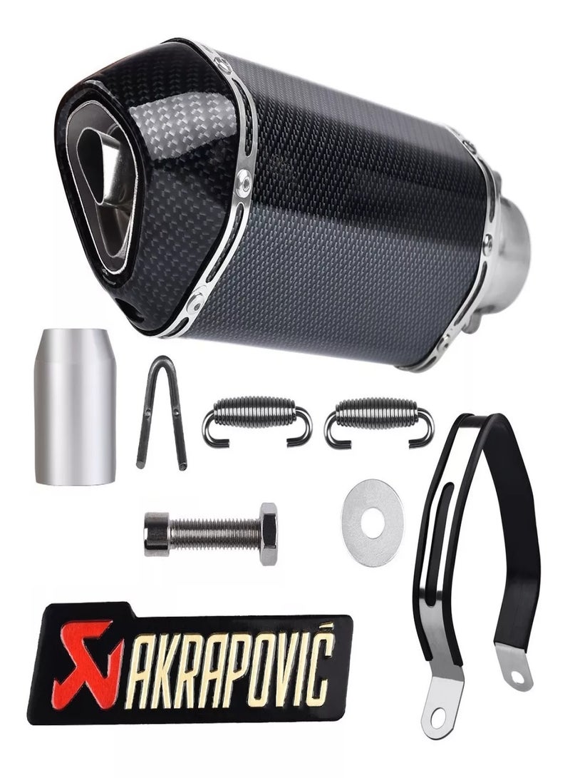 Full imitation carbon fiber small hexagonal modified exhaust muffler Universal sport motorcycle exhaust muffler 38-51mm - Image 1