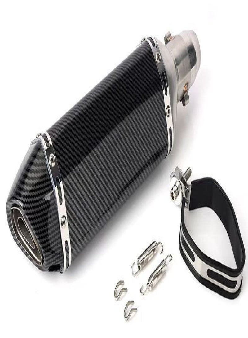 Full imitation carbon fiber small hexagonal modified exhaust muffler Universal sport motorcycle exhaust muffler 38-51mm - Image 3
