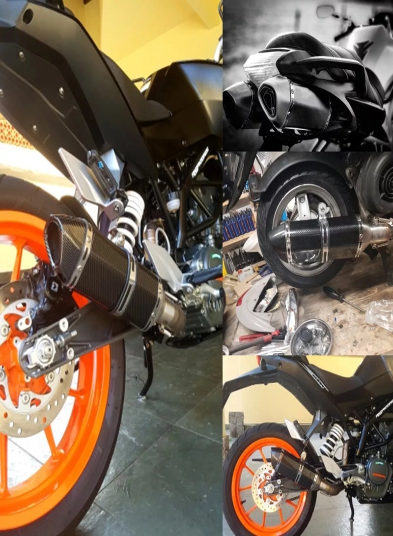 Full imitation carbon fiber small hexagonal modified exhaust muffler Universal sport motorcycle exhaust muffler 38-51mm - Image 5