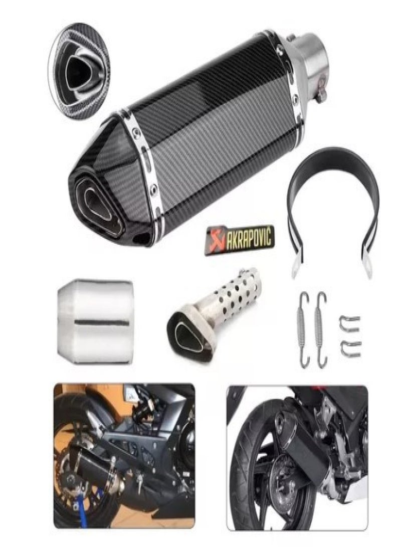 Full imitation carbon fiber small hexagonal modified exhaust muffler Universal sport motorcycle exhaust muffler 38-51mm - Image 2