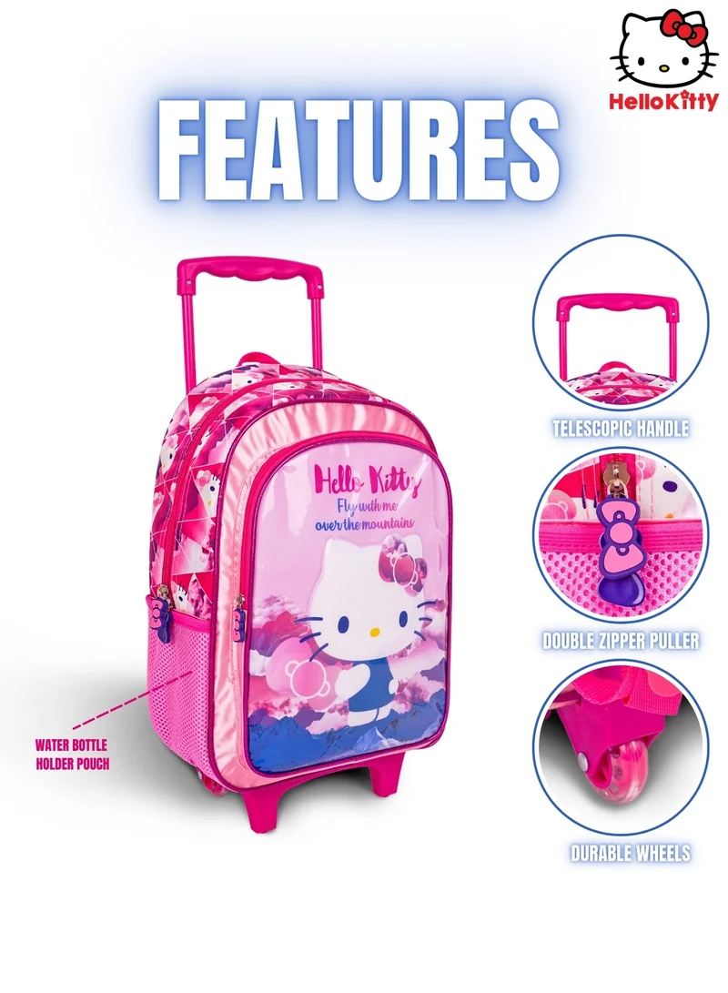 سانريو Hello Kitty  16 Inch Kids 3-in-1 Trolley School Bag Set - Ergonomic Backpack, Insulated Lunch Bag & Pencil Case,Lightweight, Durable, Students 6+ - Perfect for Travel & School,For Girls
