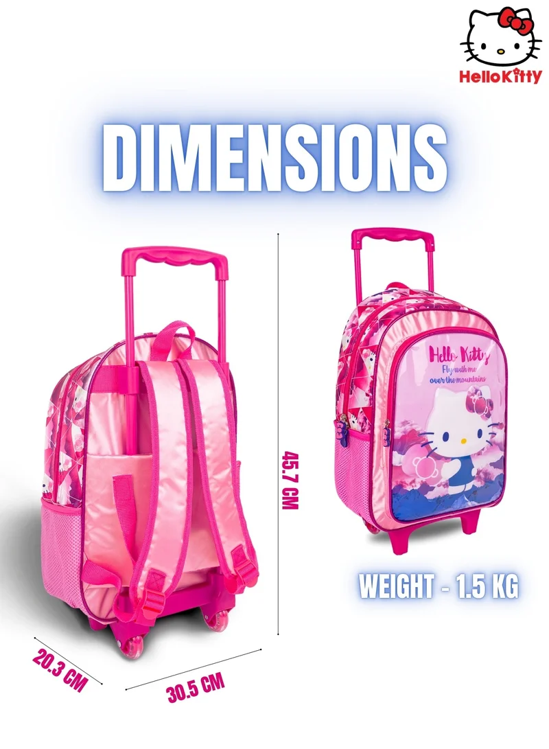 سانريو Hello Kitty  16 Inch Kids 3-in-1 Trolley School Bag Set - Ergonomic Backpack, Insulated Lunch Bag & Pencil Case,Lightweight, Durable, Students 6+ - Perfect for Travel & School,For Girls