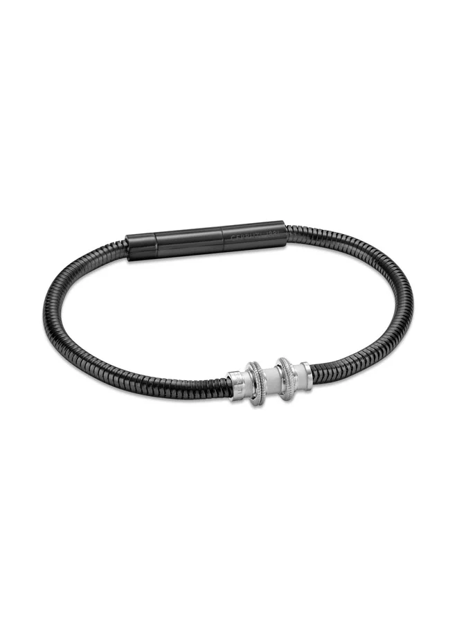 شيروتي 1881 Cerruti 1881 Flavio Grey Cable with Stainless Steel Small Motif Bracelet for Men