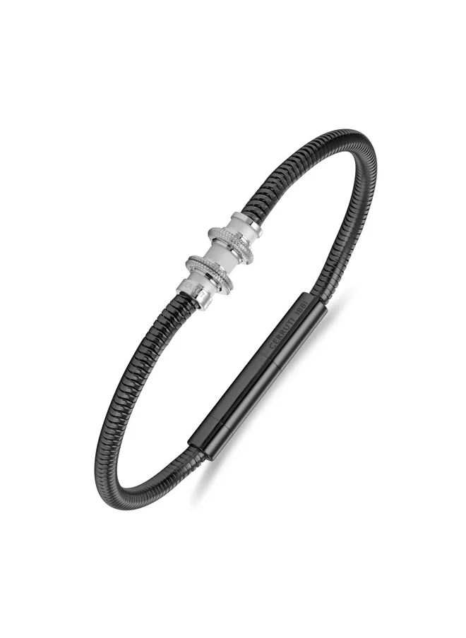 شيروتي 1881 Cerruti 1881 Flavio Grey Cable with Stainless Steel Small Motif Bracelet for Men