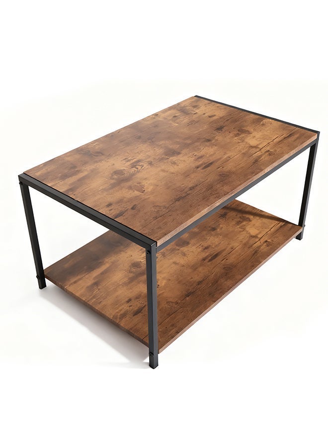 Migue home Modern Two Tier Coffee Table for Living Room, Easy Assembly, 80cm L x 50.8cm W x 42.5cm H, Walnut Color - Image 3