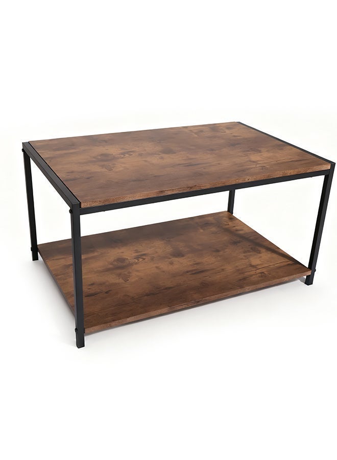 Migue home Modern Two Tier Coffee Table for Living Room, Easy Assembly, 80cm L x 50.8cm W x 42.5cm H, Walnut Color - Image 5