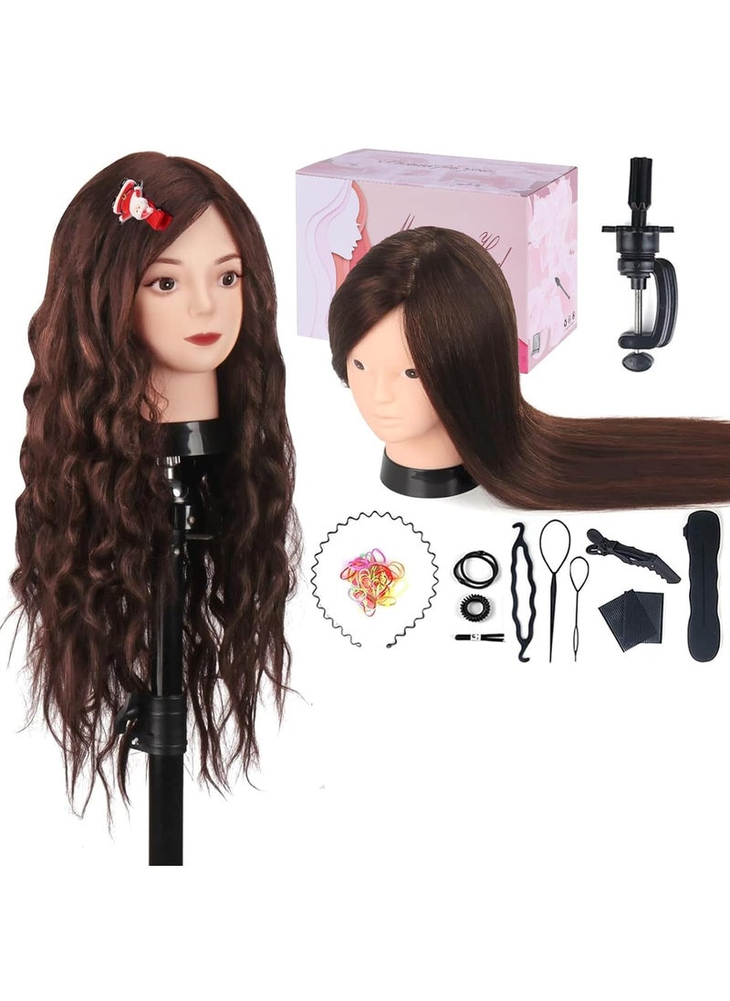 Beauty Star Mannequin Head Human Hair Beauty Star Doll Head for Practice Hair Styling 80 Real Hair Cosmetology Makeup Hairdressing Training Manicanequin Head with Clamp Stand  DIY Braiding Set 