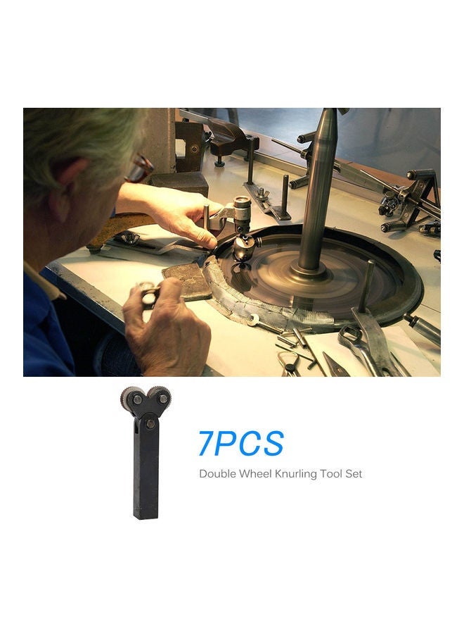 NIBEMINENT 7 Piece Steel Dual Wheel Knurling Tool Set Black/Brown - Image 5