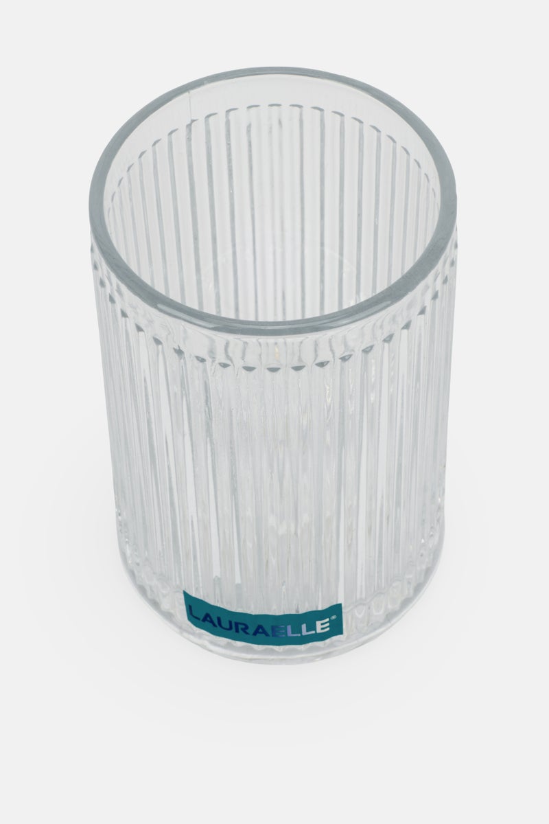 Trio Ribbed Round Tumbler Glass 350 ml, Transparent - Image 3