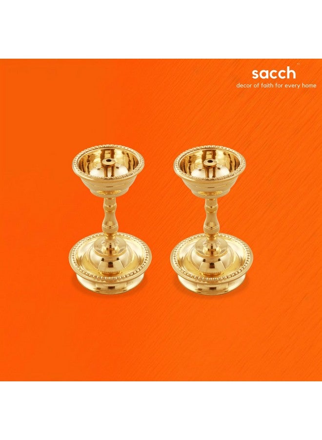 Sacch | Pure Brass Udupi Nanda Diya for Puja (Set of 2), Traditional Gold Finish - Image 5