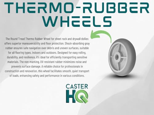 CasterHQ 8"x2" Swivel Casters-2800lbs Set for Drywall/Sheetrock Carts & Dollies, Durable TPR Wheels, Secure Maneuverability | Made in USA - Image 4