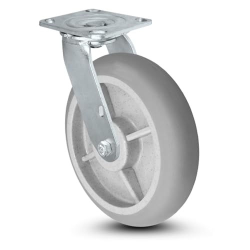 CasterHQ 8"x2" Swivel Casters-2800lbs Set for Drywall/Sheetrock Carts & Dollies, Durable TPR Wheels, Secure Maneuverability | Made in USA - Image 2