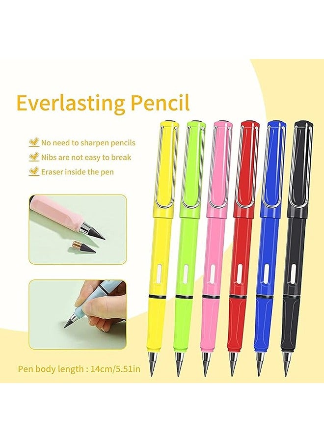 Generic 6Pcs Everlasting Pencil, Inkless Pencil Eternal with 6pcs Replacement Nibs, Inkless Pen Unlimited Writing Pencil, Reusable Erasable Pencil for Student Artist Writing Drawing, Kids Gifts (6pcs-A) - Image 2