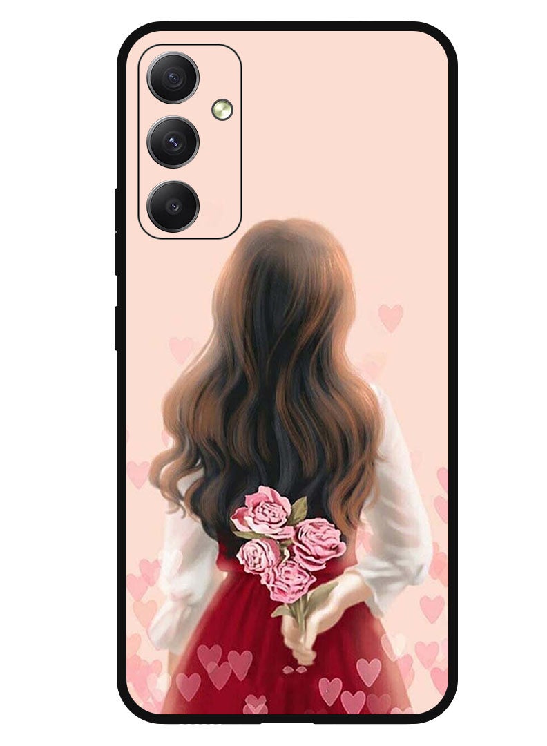 Theodor Protective Case Anti Scratch Shock Proof Bumper Cover For Samsung Galaxy A24 4G Girl Hiding Flowers - Image 1