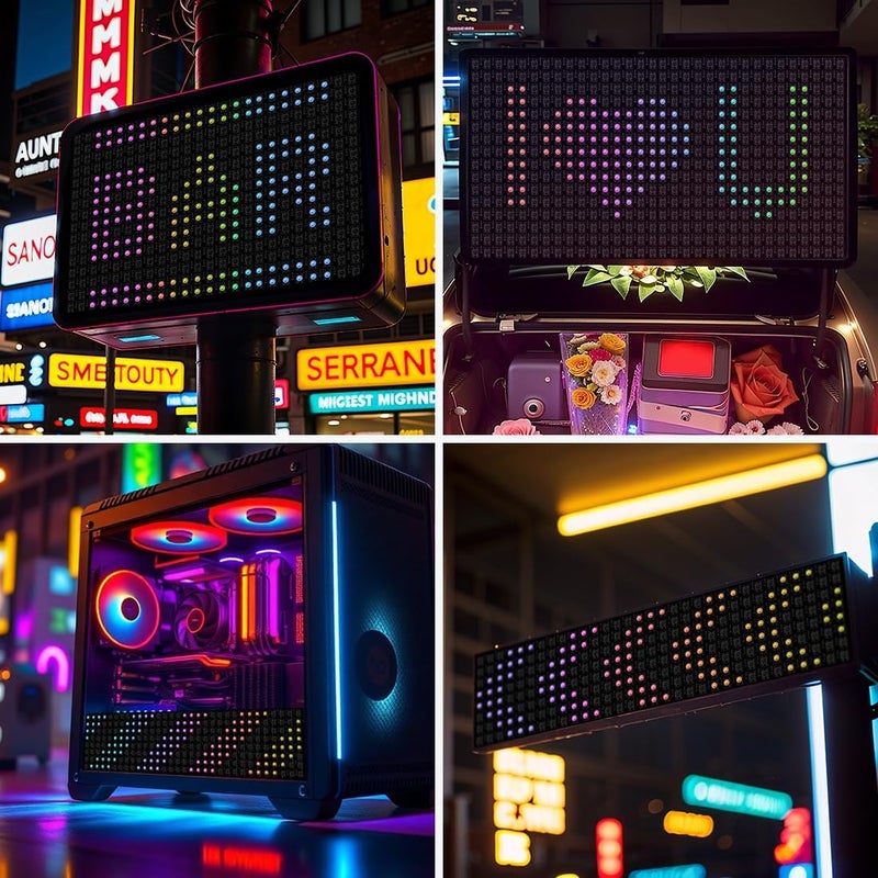 SEZO 2 Pack LED Matrix WS2812B RGB 5050SMD 8x32 256 Pixels Digital Flexible Individually Addressable Screen for Arduino LED Programmed Screen Image Full Color Lighting DC5V - Image 4
