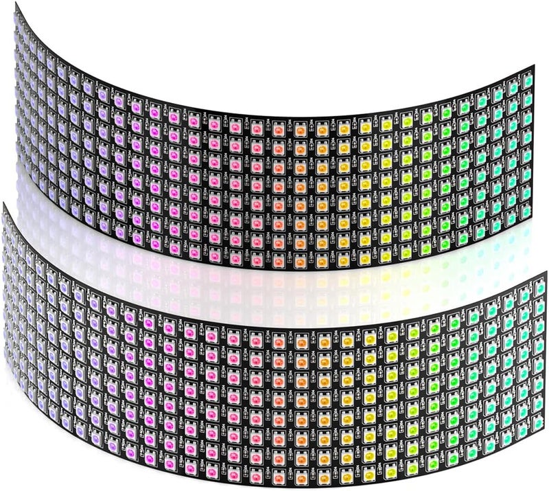 SEZO 2 Pack LED Matrix WS2812B RGB 5050SMD 8x32 256 Pixels Digital Flexible Individually Addressable Screen for Arduino LED Programmed Screen Image Full Color Lighting DC5V - Image 1