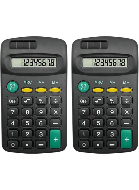 Pocket Size Mini Calculators Handheld Angled 8 Digit Display Calculator Basic Standard Calculators Small Accounting Desktop Calculator For Office School And Home 2 Pieces