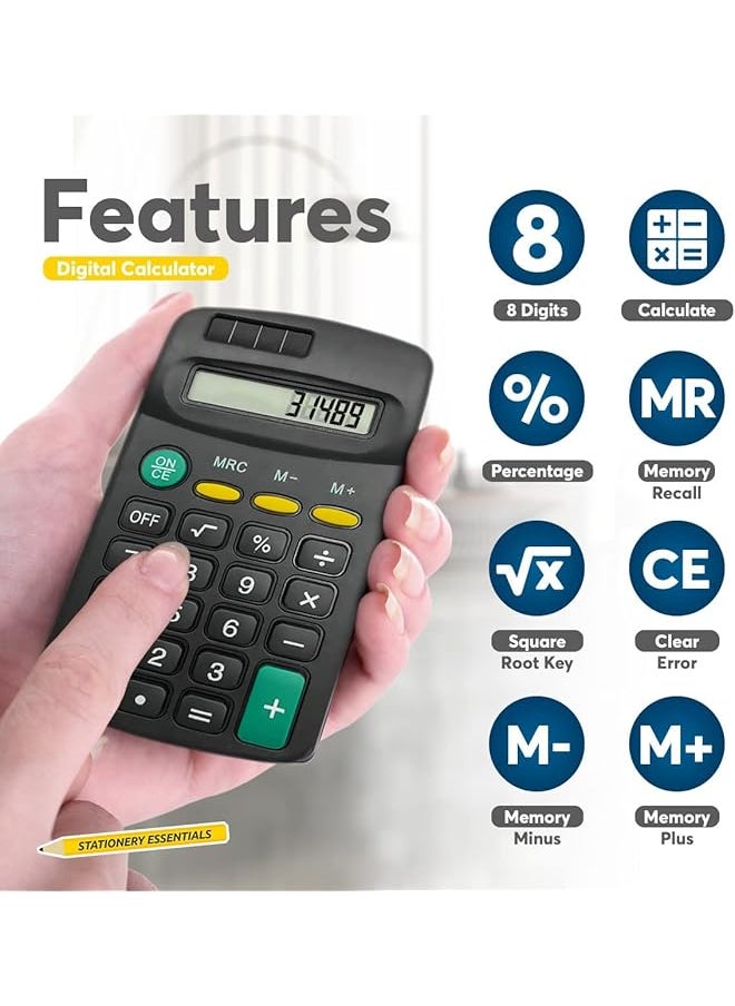 erorex - Pocket Size Mini Calculators Handheld Angled 8 Digit Display Calculator Basic Standard Calculators Small Accounting Desktop Calculator For Office School And Home 2 Pieces - Image 1