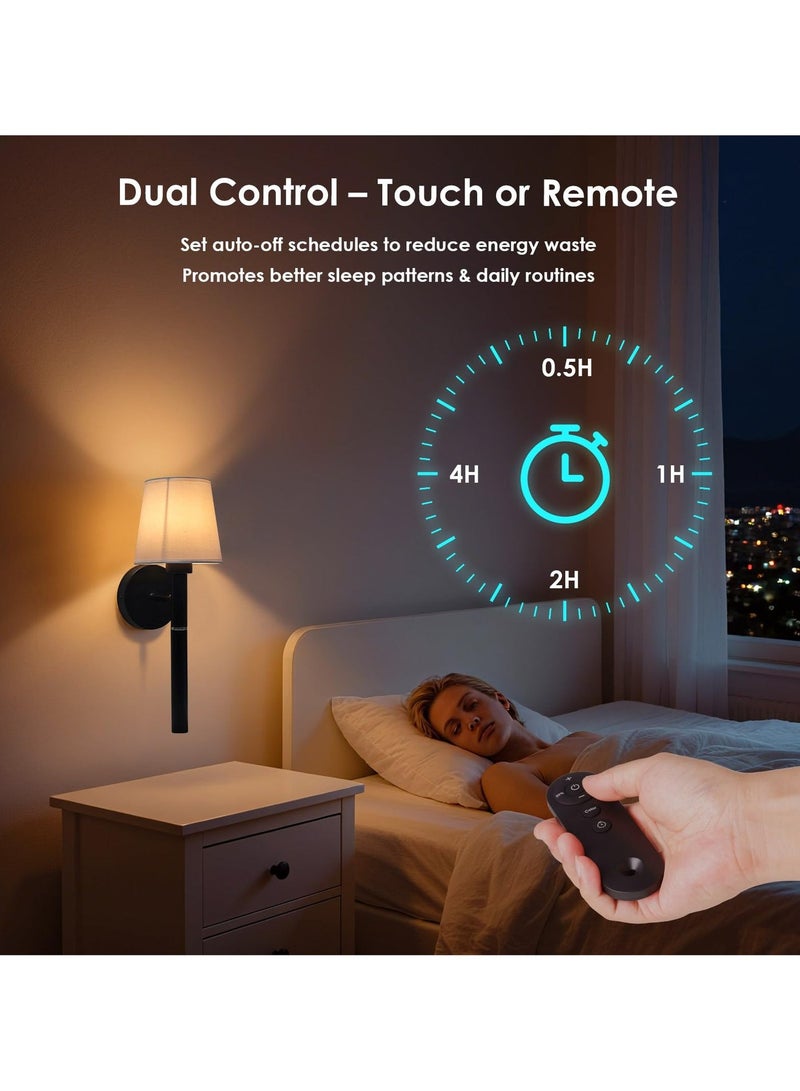 اكسيسن 2 قطعة شمعدان حائط قابل لإعادة الشحن، مصباح حائط مزود ببطارية مغناطيسية قابلة لإعادة الشحن بسعة 5200 مللي أمبير في الساعة، يدعم التعتيم، مؤقت وجهاز تحكم عن بعد، إضاءة لاسلكية لغرفة النوم،  الرواق، غرفة المعيشة - Image 3