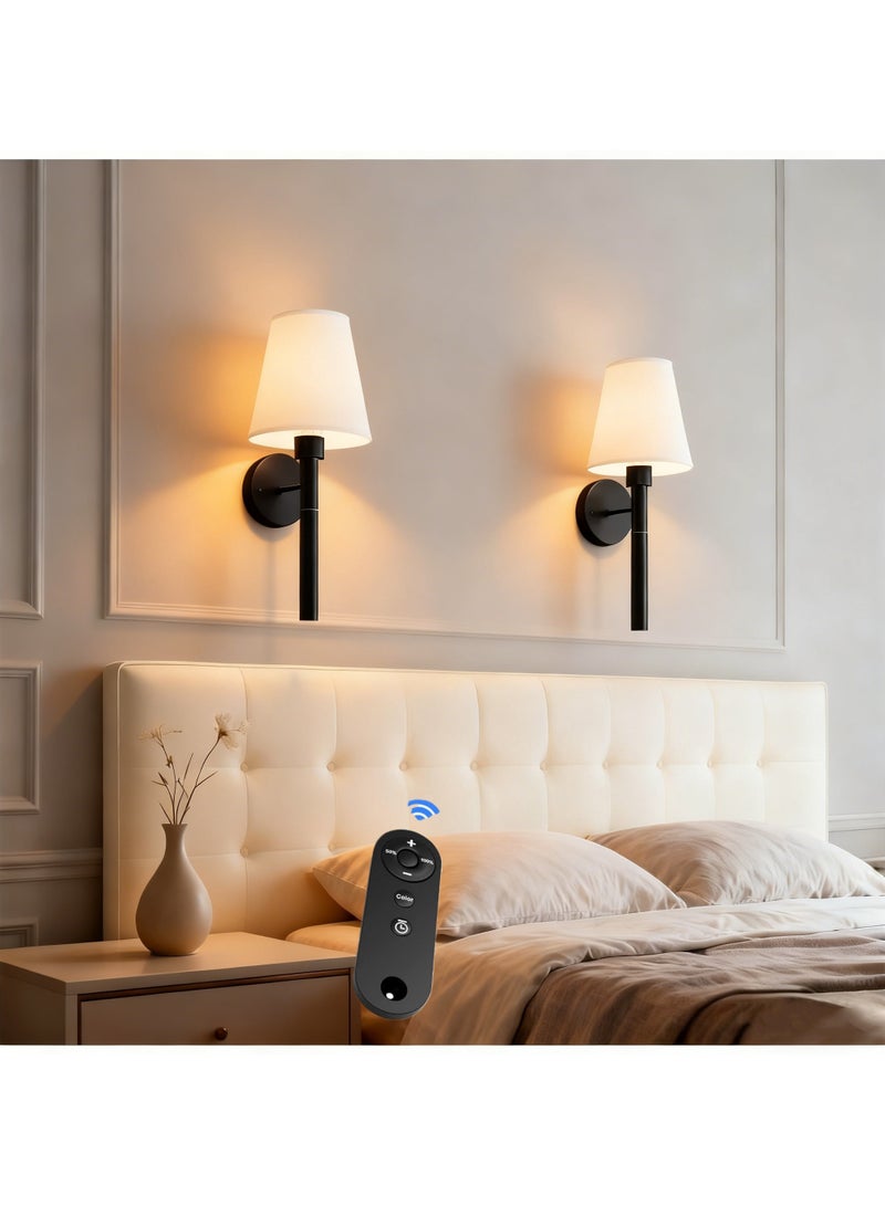 اكسيسن 2 قطعة شمعدان حائط قابل لإعادة الشحن، مصباح حائط مزود ببطارية مغناطيسية قابلة لإعادة الشحن بسعة 5200 مللي أمبير في الساعة، يدعم التعتيم، مؤقت وجهاز تحكم عن بعد، إضاءة لاسلكية لغرفة النوم،  الرواق، غرفة المعيشة - Image 1
