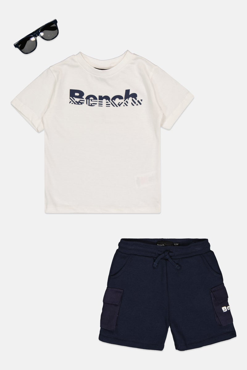 Bench Toddlers Boy 3 Pieces Brand Logo T-shirt Shorts And Sunglass Set, Multicolor - Image 1