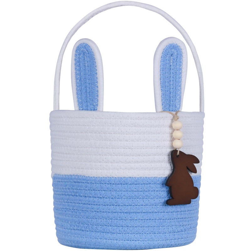 K-MLICE Easter Basket, Empty Easter Baskets for Kids Boys Girls with Bunny Tag Egg Basket Eater Gifts Basket Toddler Teens Babys First Easter Basket with Handle Gray - Image 1