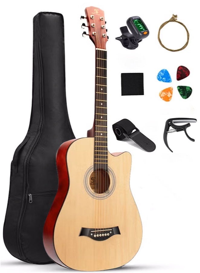 SRIJENO 38-Inch Guitar With Accessories Set for Kids and Adults with Guitar Bag Tuner Brass strings Capo String Pick and Clean Cloth for Gift - Image 1