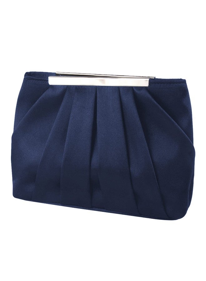 Lanpet Women's Evening Clutch Purses for Women Satin Elegant Pleated Evening Bag Silver Wedding Handbags for Women - Image 1